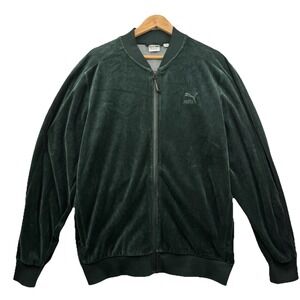 Puma Full Zipper Olive Night Velour Track Jacket Shirt Women's Size‎ Large